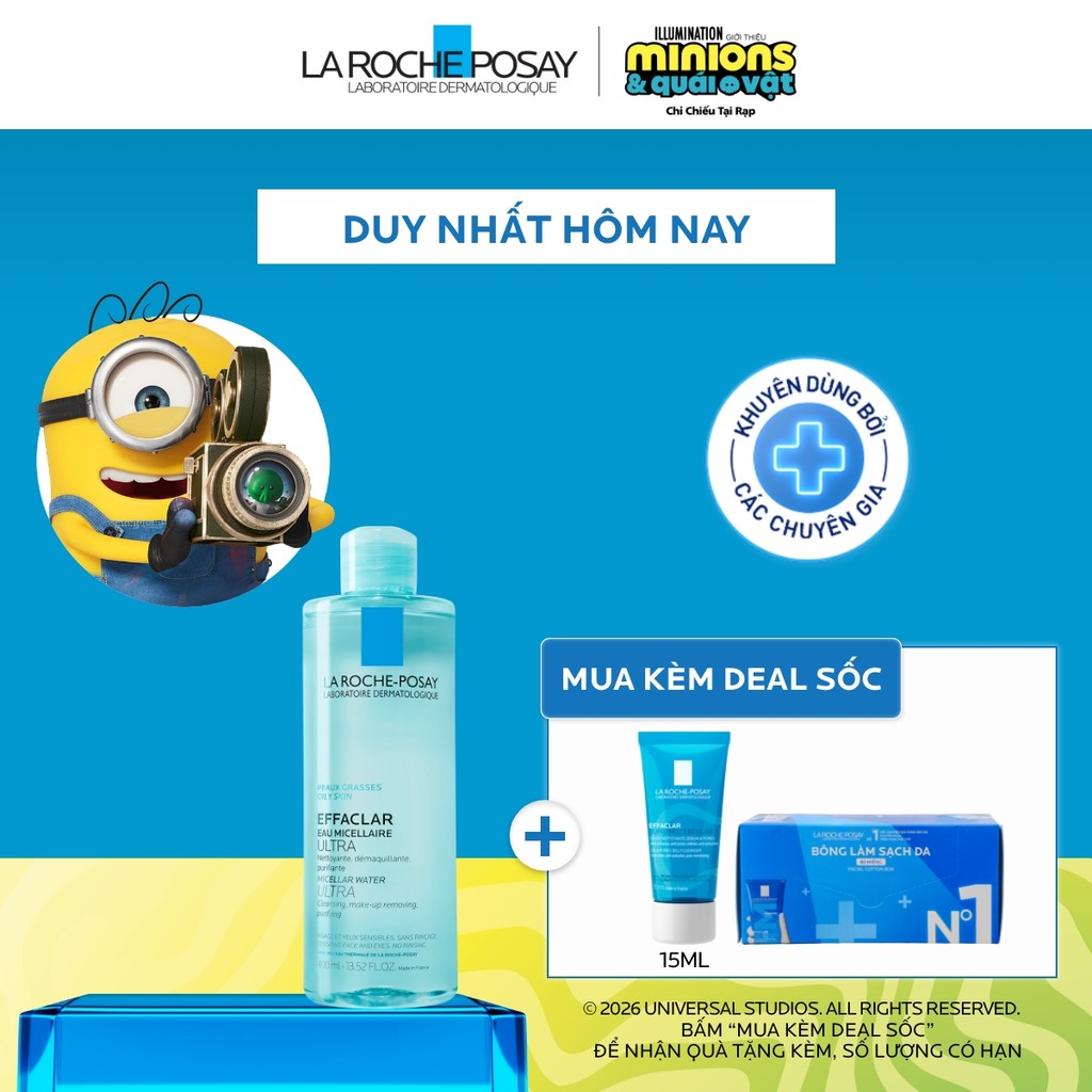 Nước tẩy trang làm sạch sâu da dầu nam & nữ La Roche-Posay Effaclar Micellar Water 400ml